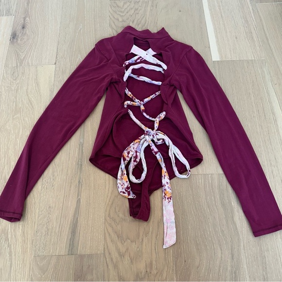 Free people Revolve FP Intimately Straps In The Back Bodysuit Wine Red Pink - Picture 5 of 16